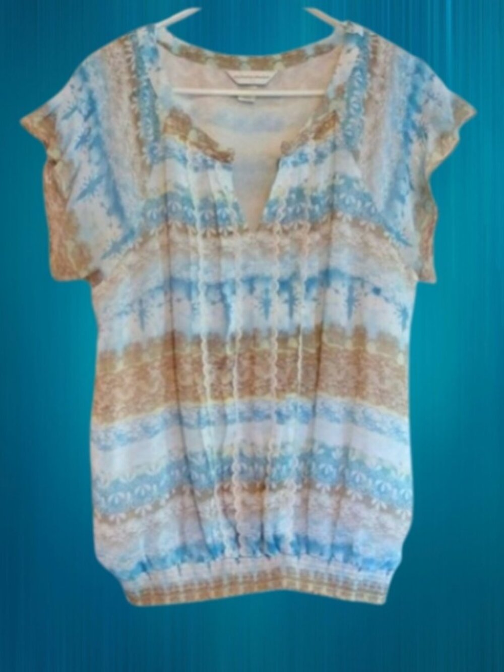 Christopher & Banks Relaxed Floral Lined Top XL Cottagecore Coastal Grandma Boho